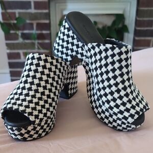 Chocolat Blu Black and White Checkered Mules